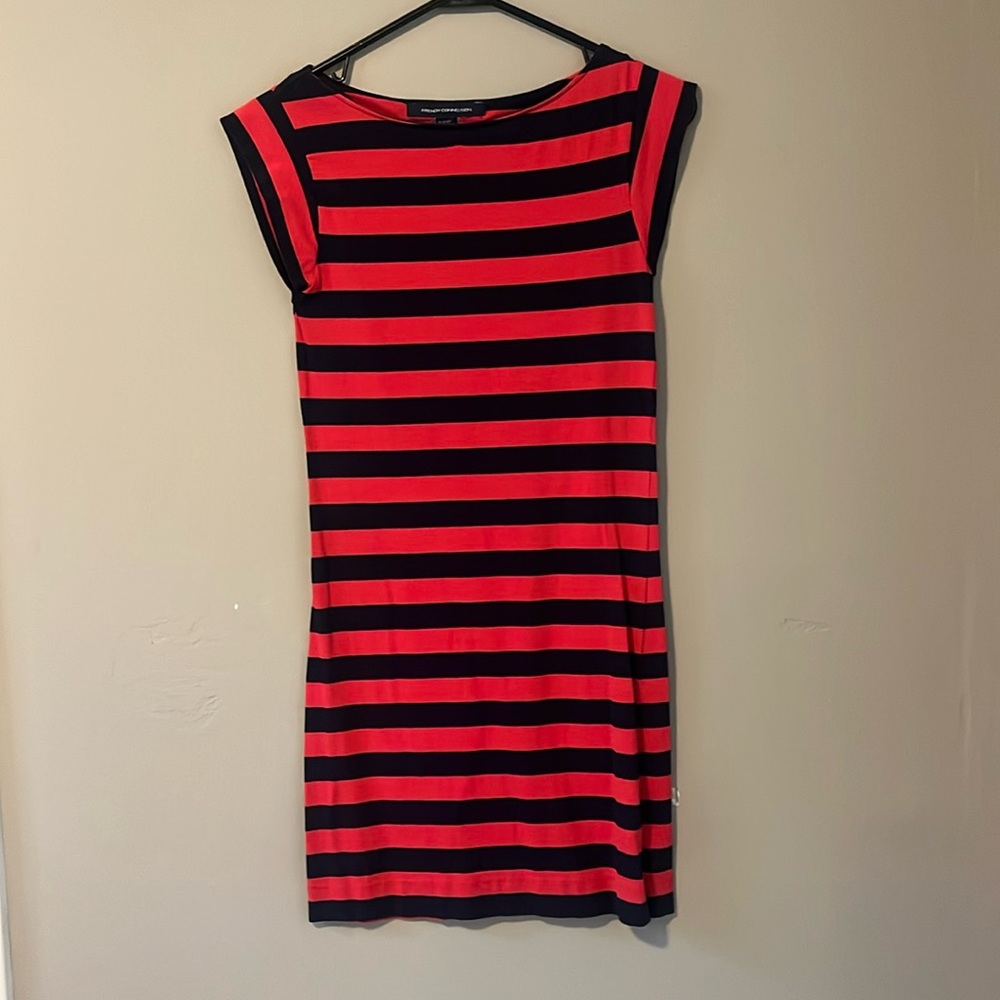French Connection red/navy stripped dress size 6